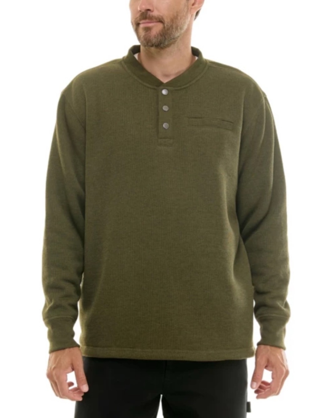 STANLEY LONG SLEEVE SHERPA LINED THERMAL HENLEY men’s large olive green